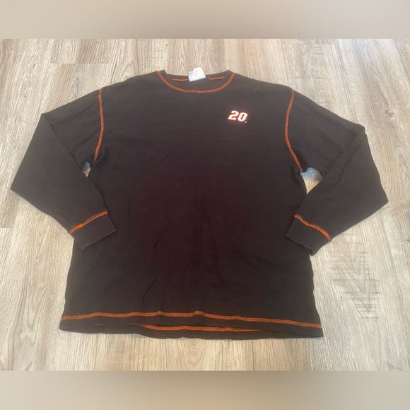 Chase NASCAR Black Orange Tony Stewart #20 Long Sleeve Pullover Sweater Mens L - Picture 1 of 7